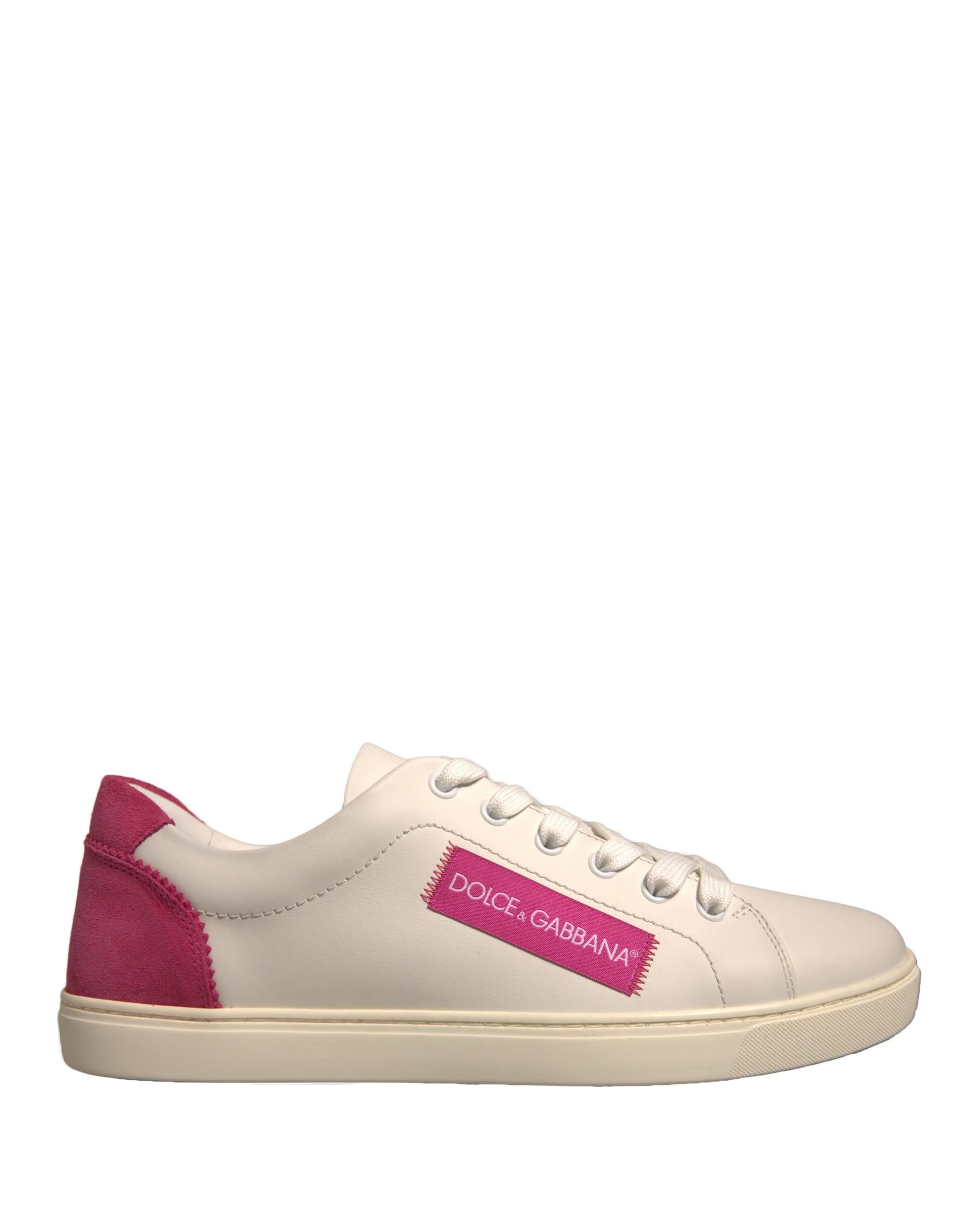 Dolce & Gabbana White Suede Leather Low Top Sneakers Shoes - ACCEXO