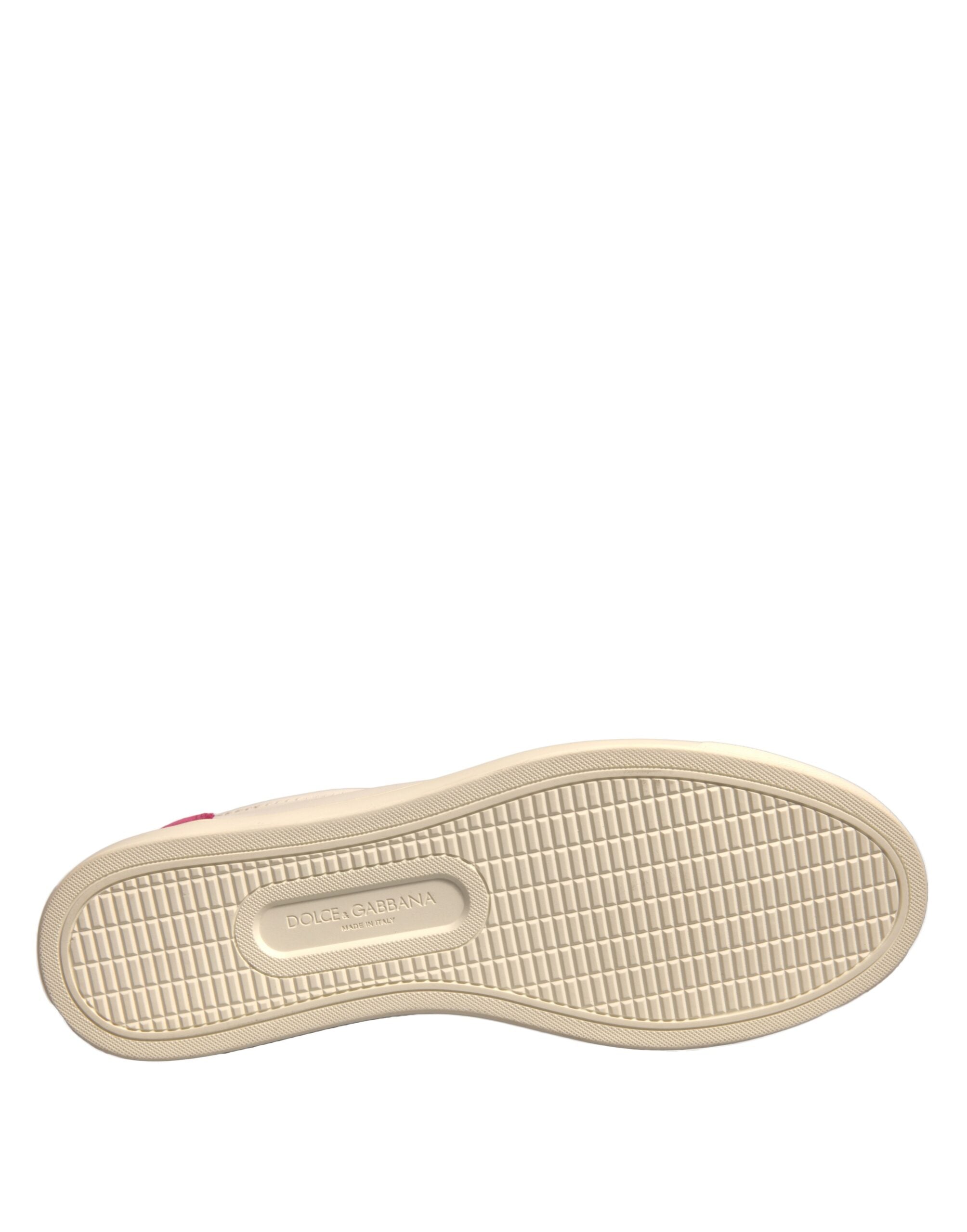 Dolce & Gabbana White Suede Leather Low Top Sneakers Shoes - ACCEXO