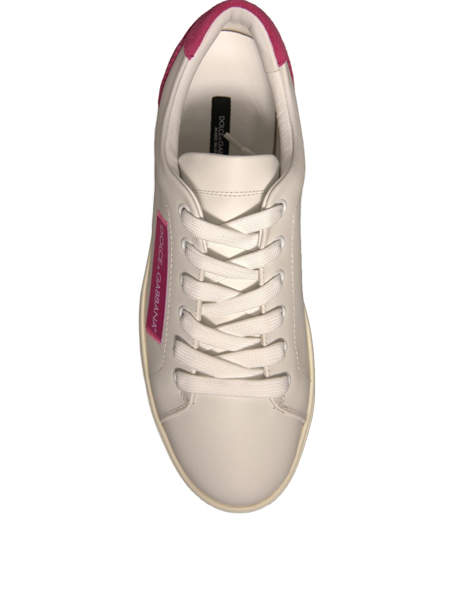Dolce & Gabbana White Suede Leather Low Top Sneakers Shoes - ACCEXO