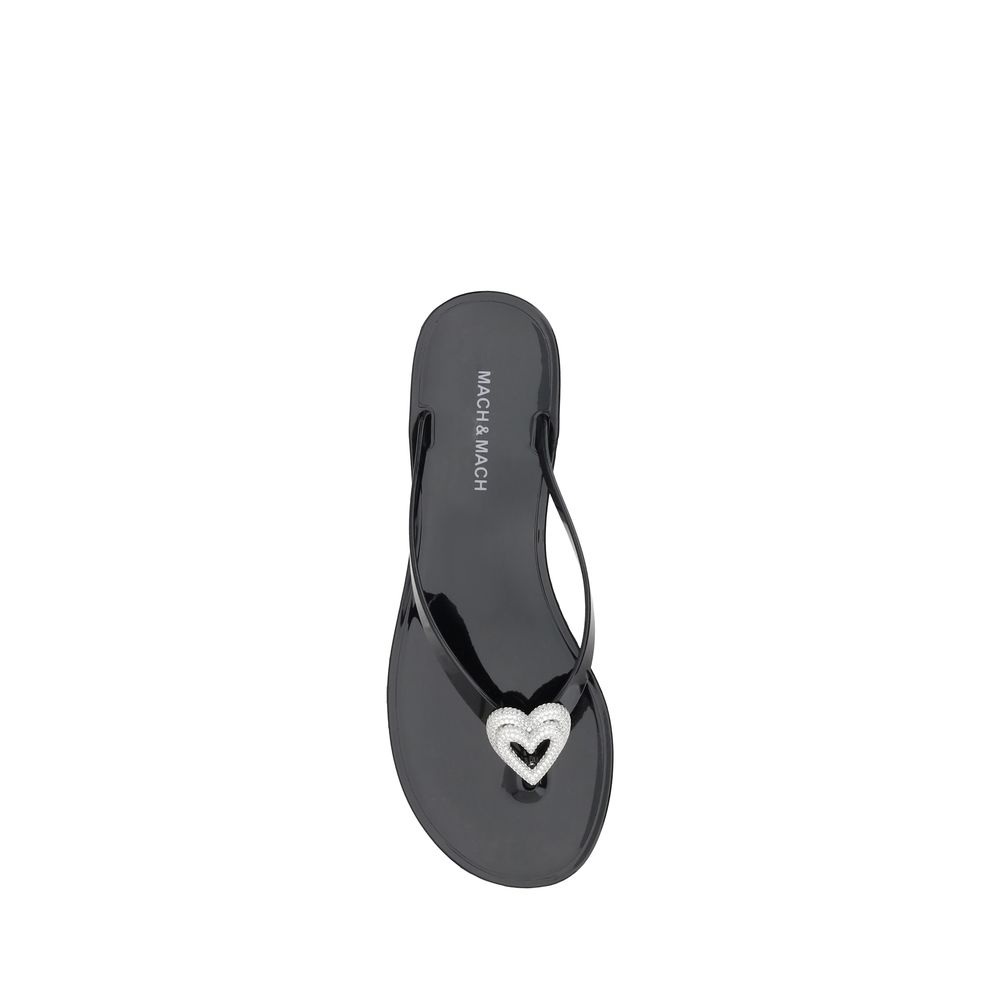 MACH & MACH Flip-flop Sandals with double heart