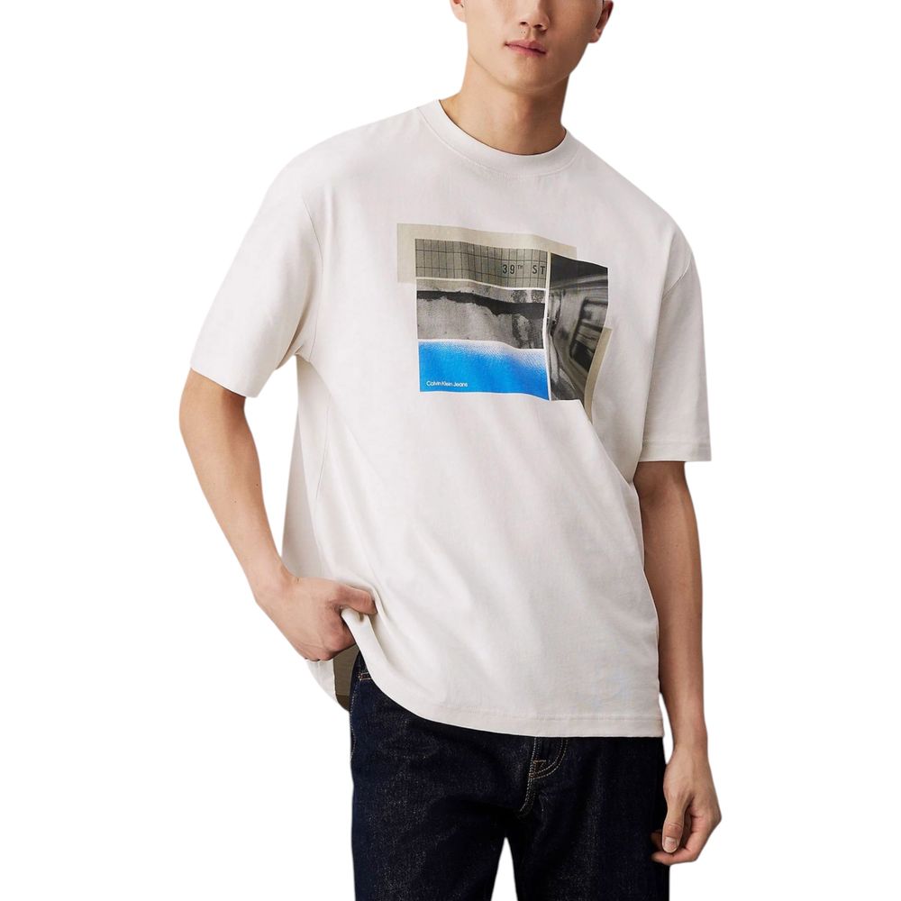 Calvin Klein Jeans Cream Cotton T-Shirt