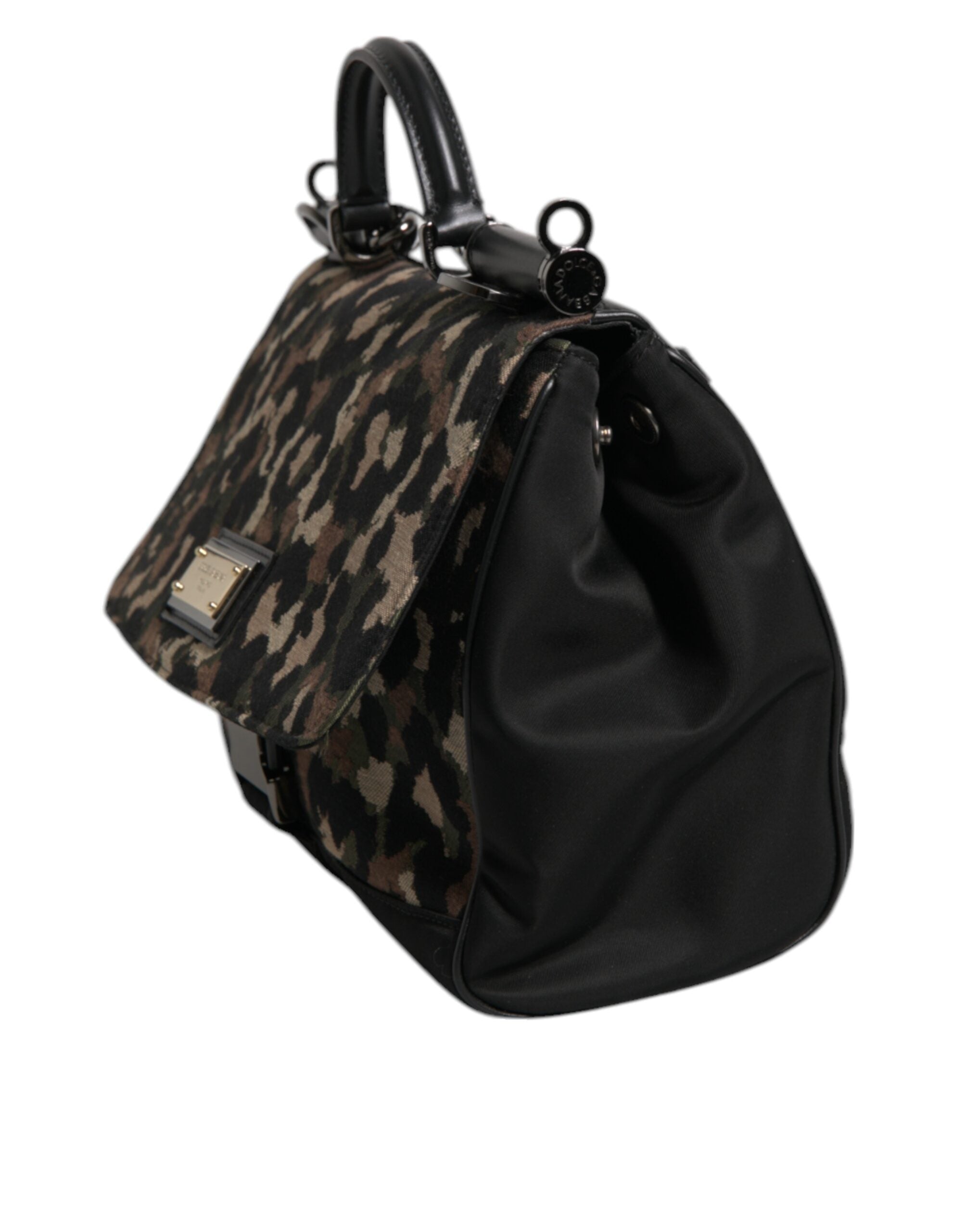 Dolce & Gabbana Brown Leopard Print Lacquard Nylon Sicily Tote Bag - ACCEXO