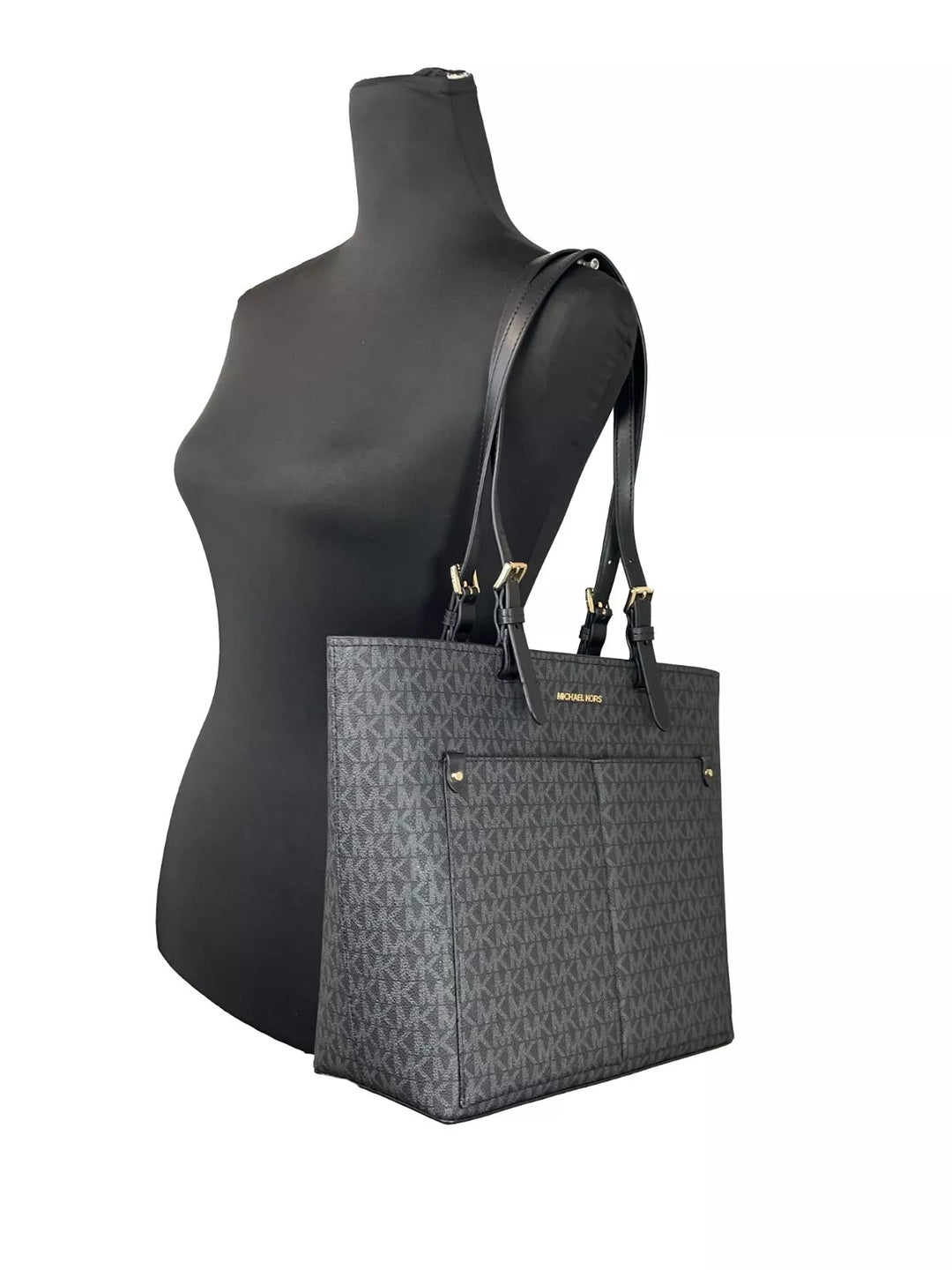 Michael Kors Jet Set Medium Black Double Pocket Tote Bag