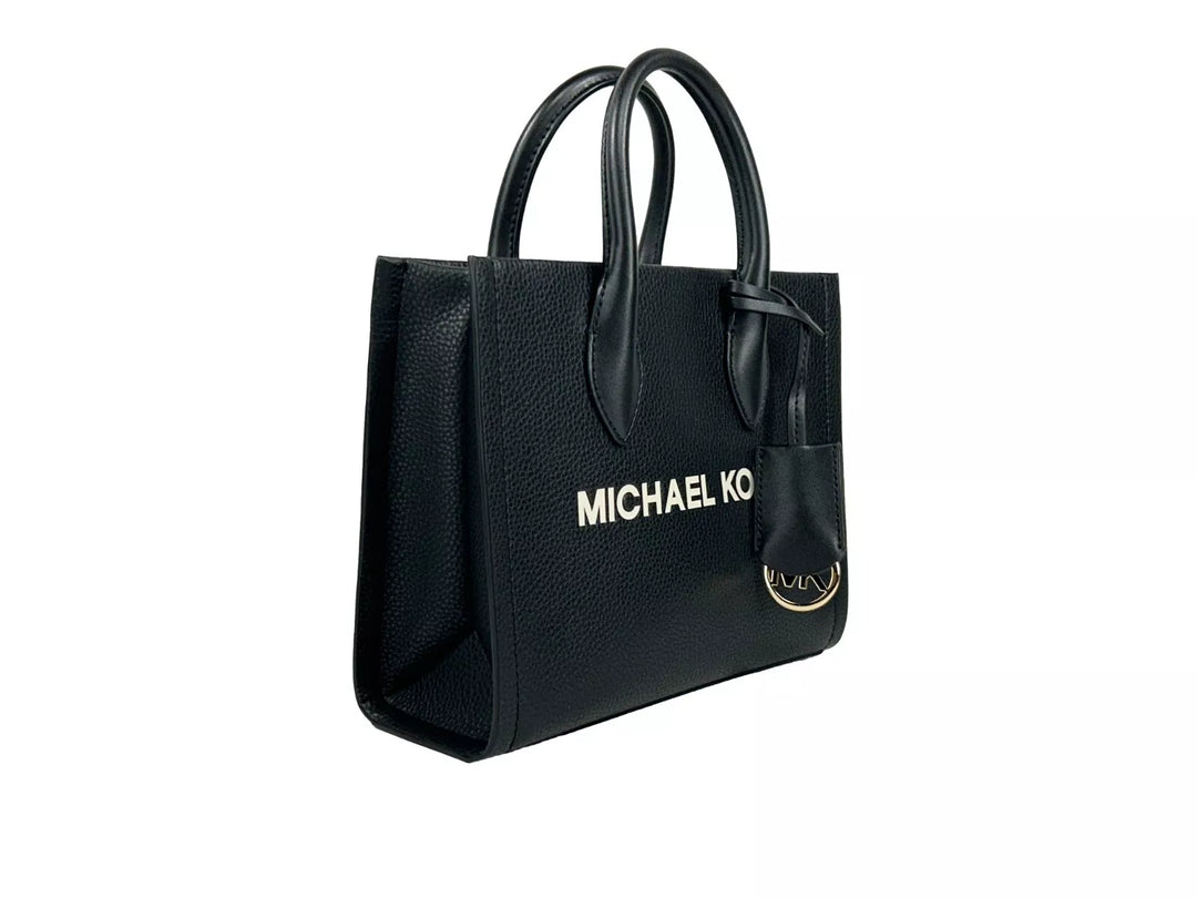 Michael Kors Mirella Leather Small Top Zip Tote Bag Black