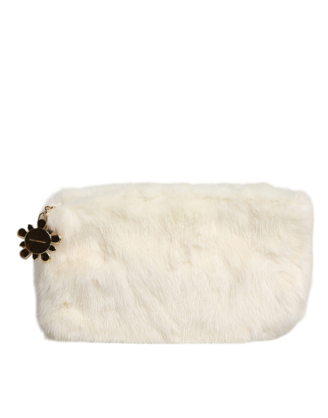 Dolce & Gabbana White Fur Handbag Clutch Purse Pouch Bag