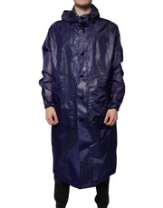 Dolce & Gabbana Dark Blue Cotton Hooded Men Raincoat Jacket - ACCEXO