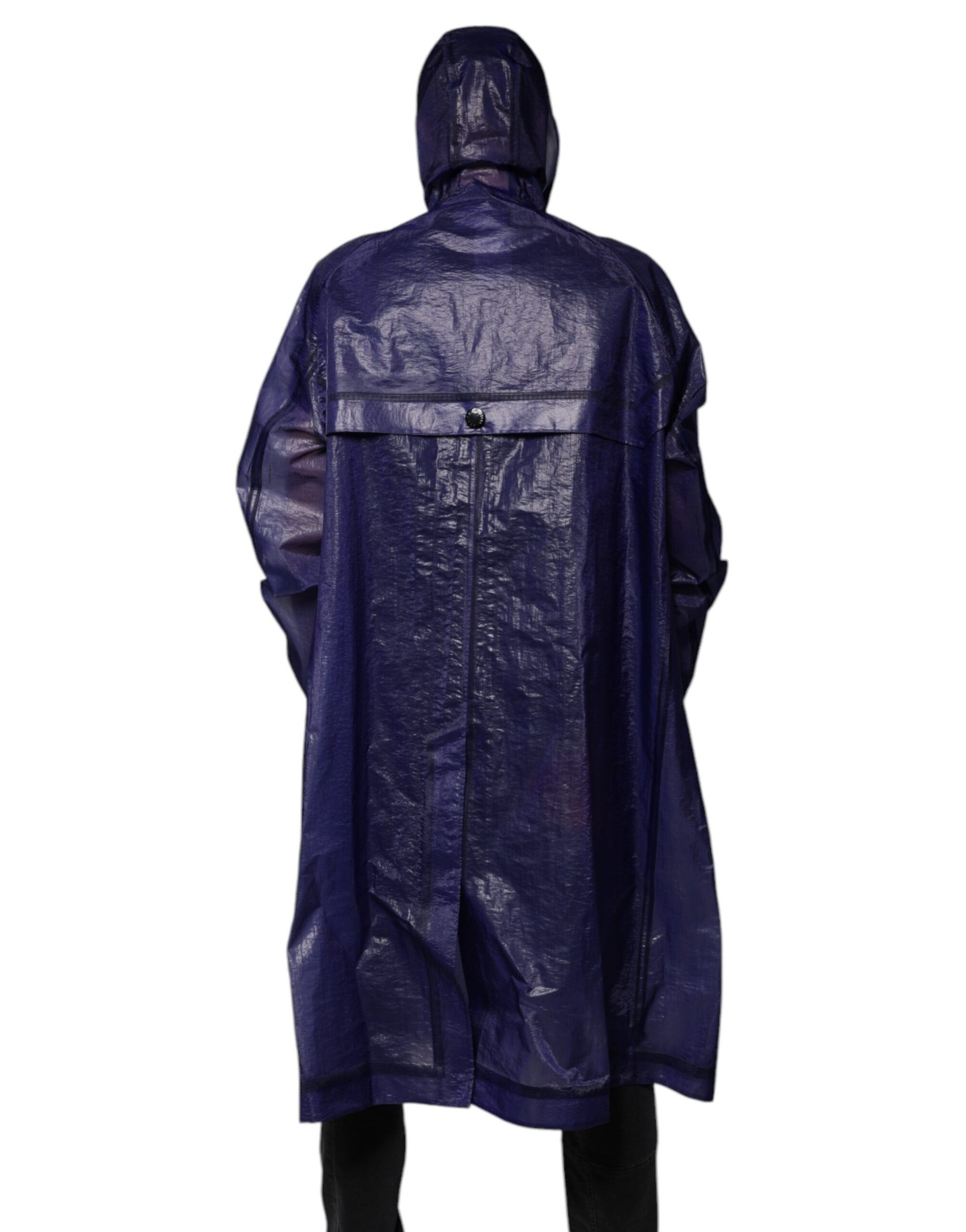 Dolce & Gabbana Dark Blue Cotton Hooded Men Raincoat Jacket - ACCEXO