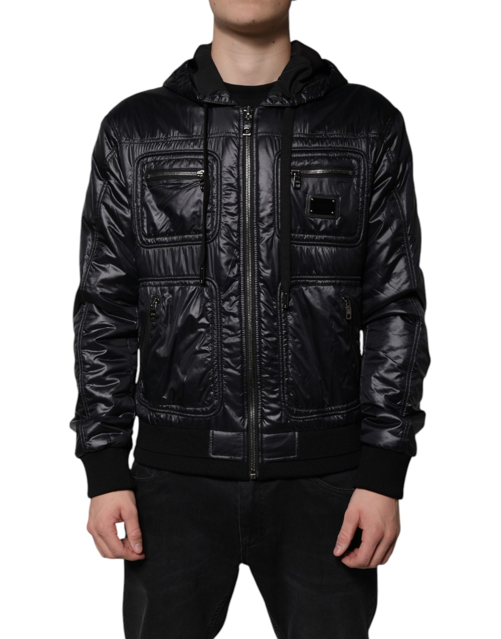 Dolce & Gabbana Black Nylon Hooded Full Zip Blouson Jacket - ACCEXO