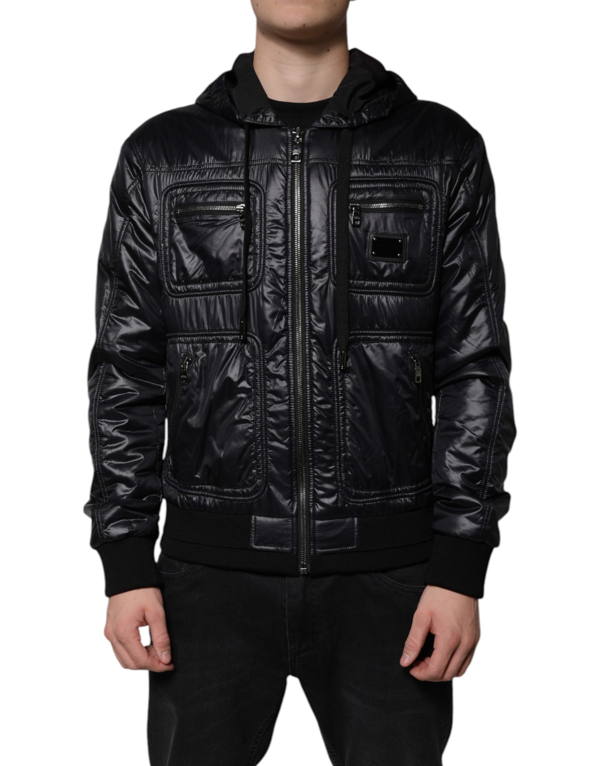 Dolce & Gabbana Black Nylon Hooded Full Zip Blouson Jacket - ACCEXO