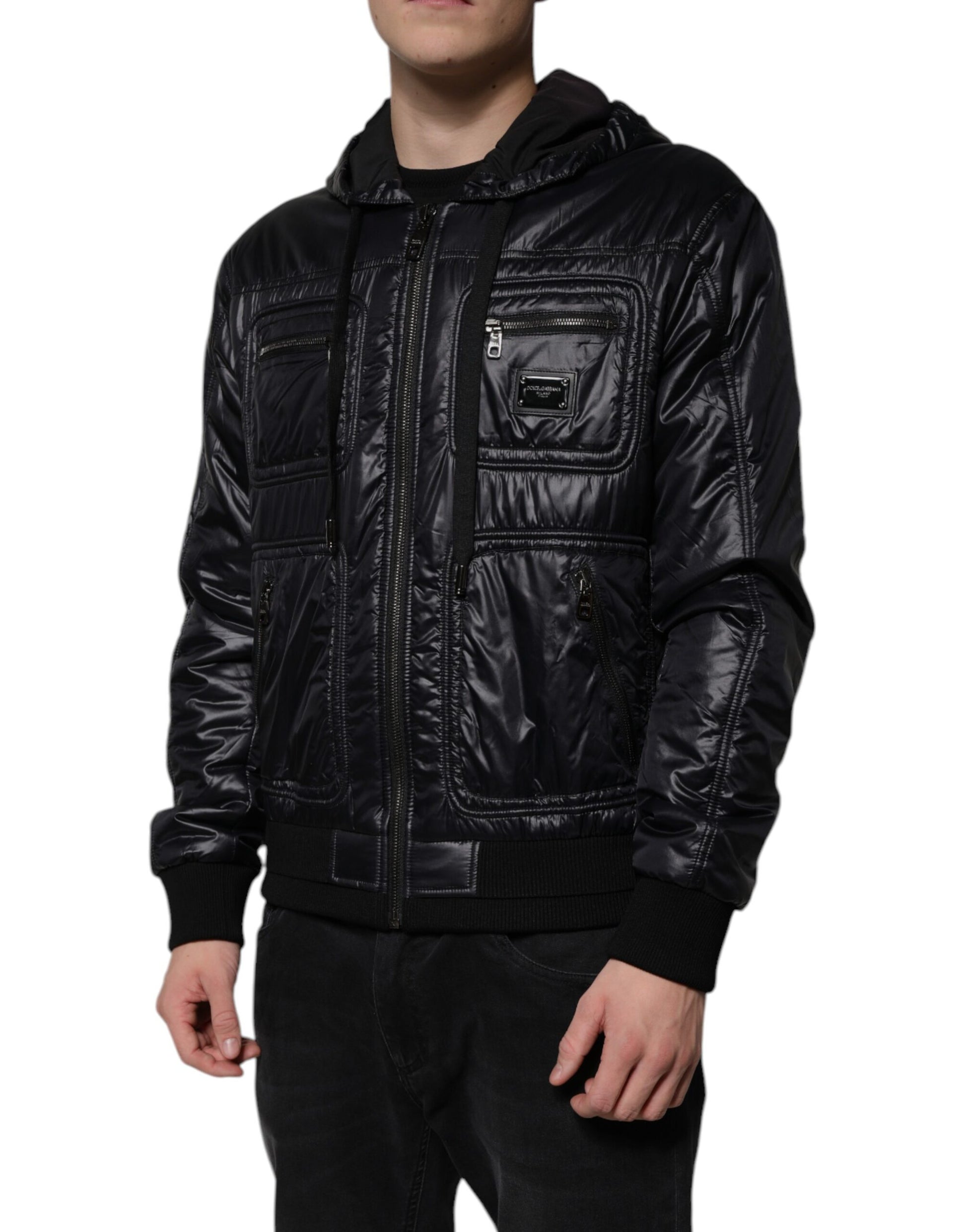 Dolce & Gabbana Black Nylon Hooded Full Zip Blouson Jacket - ACCEXO