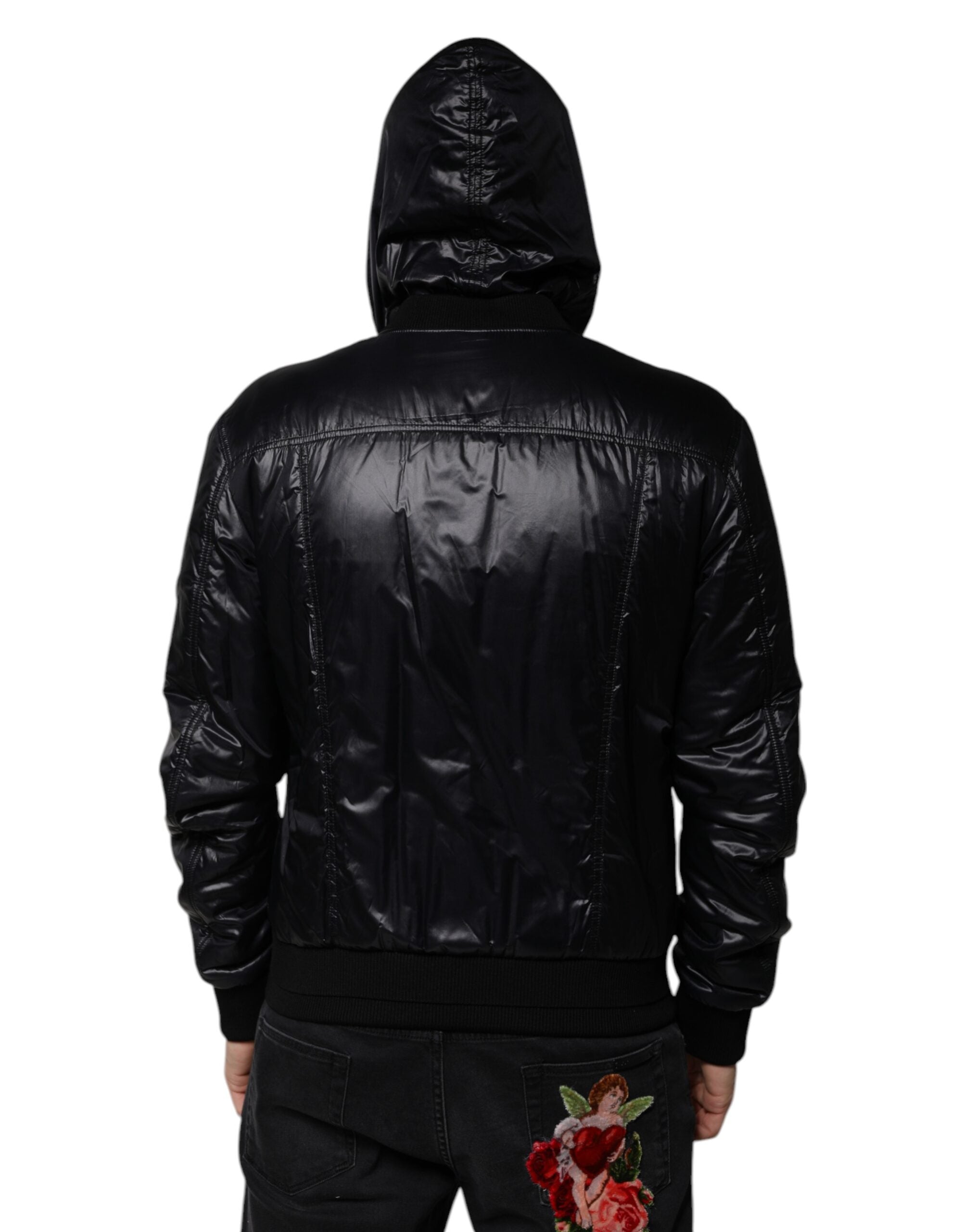 Dolce & Gabbana Black Nylon Hooded Full Zip Blouson Jacket - ACCEXO