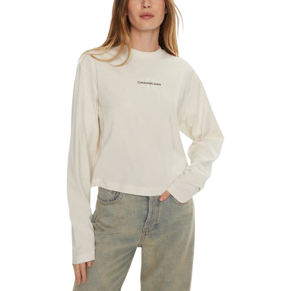 Calvin Klein Jeans Cream Cotton Tops & T-Shirt