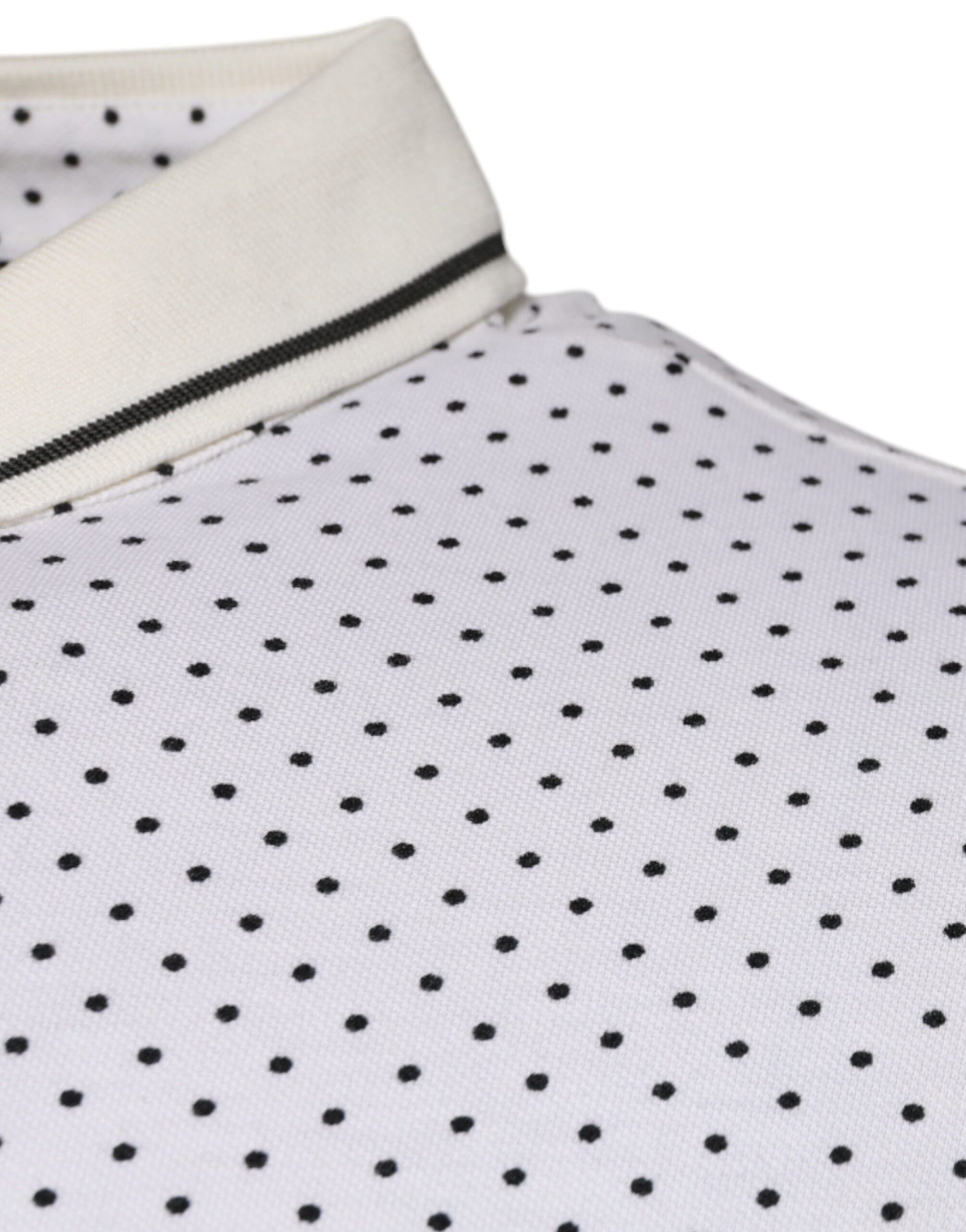 Dolce & Gabbana White Polka Dot Cotton Collared Polo T-shirt - ACCEXO