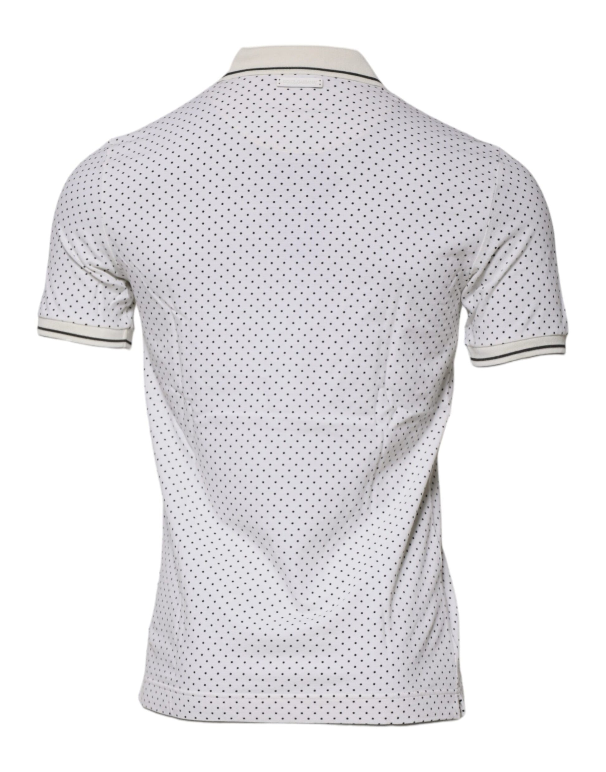 Dolce & Gabbana White Polka Dot Cotton Collared Polo T-shirt - ACCEXO