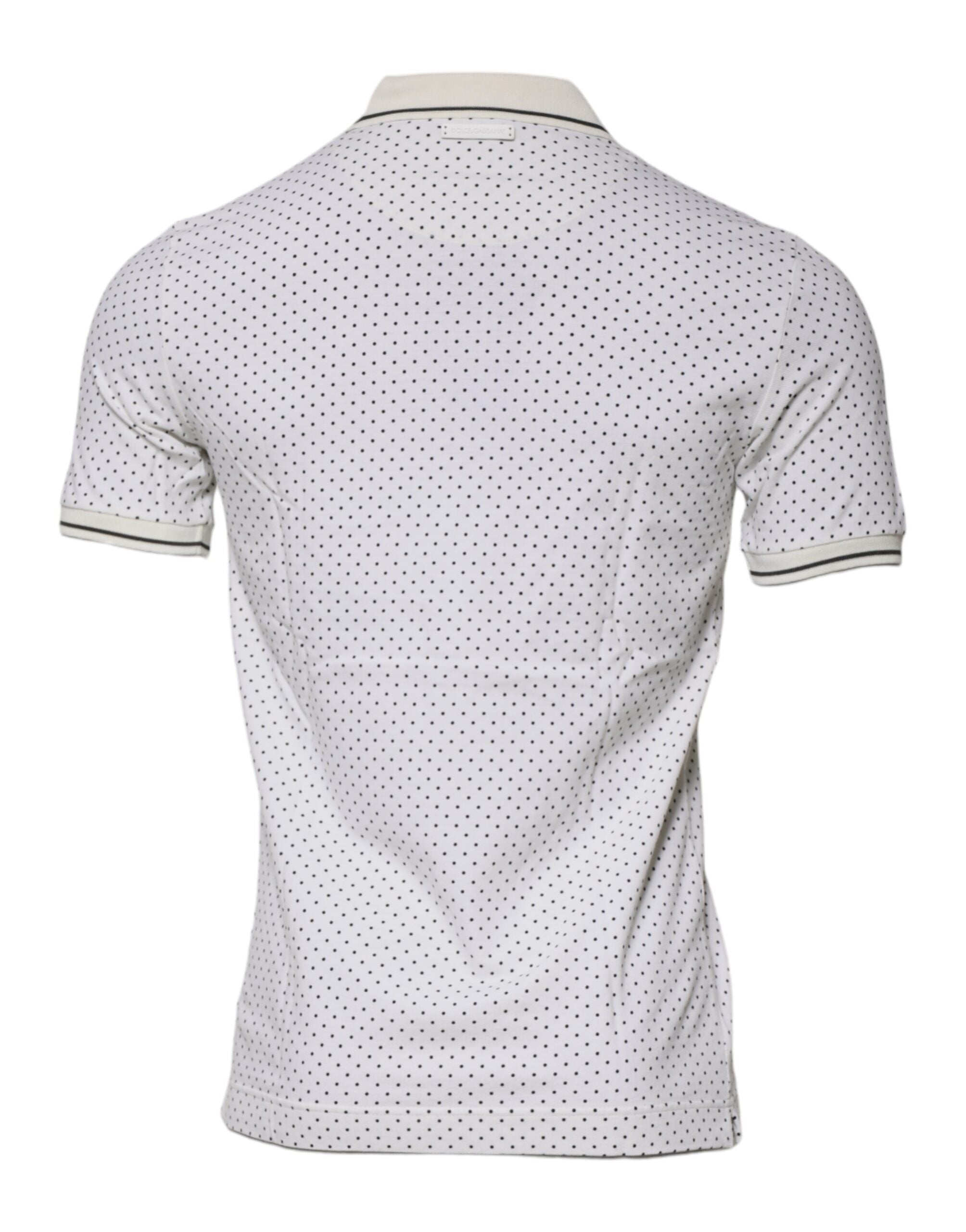 Dolce & Gabbana White Polka Dot Cotton Collared Polo T-shirt - ACCEXO