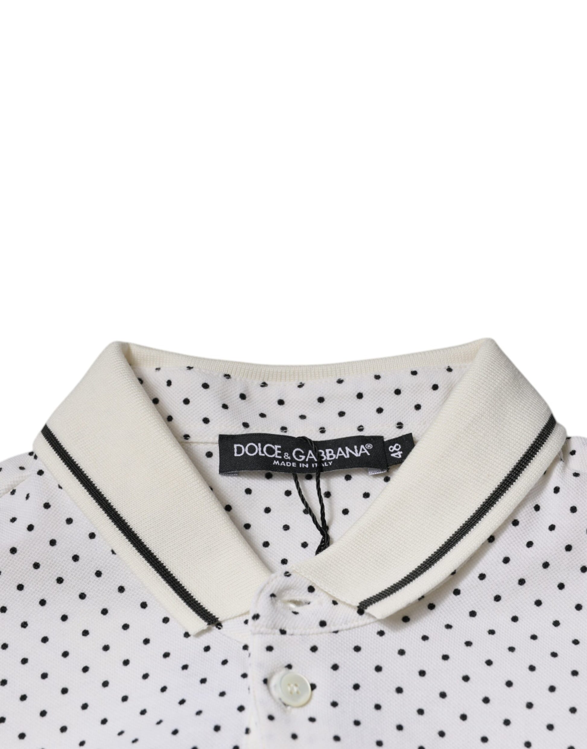 Dolce & Gabbana White Polka Dot Cotton Collared Polo T-shirt - ACCEXO