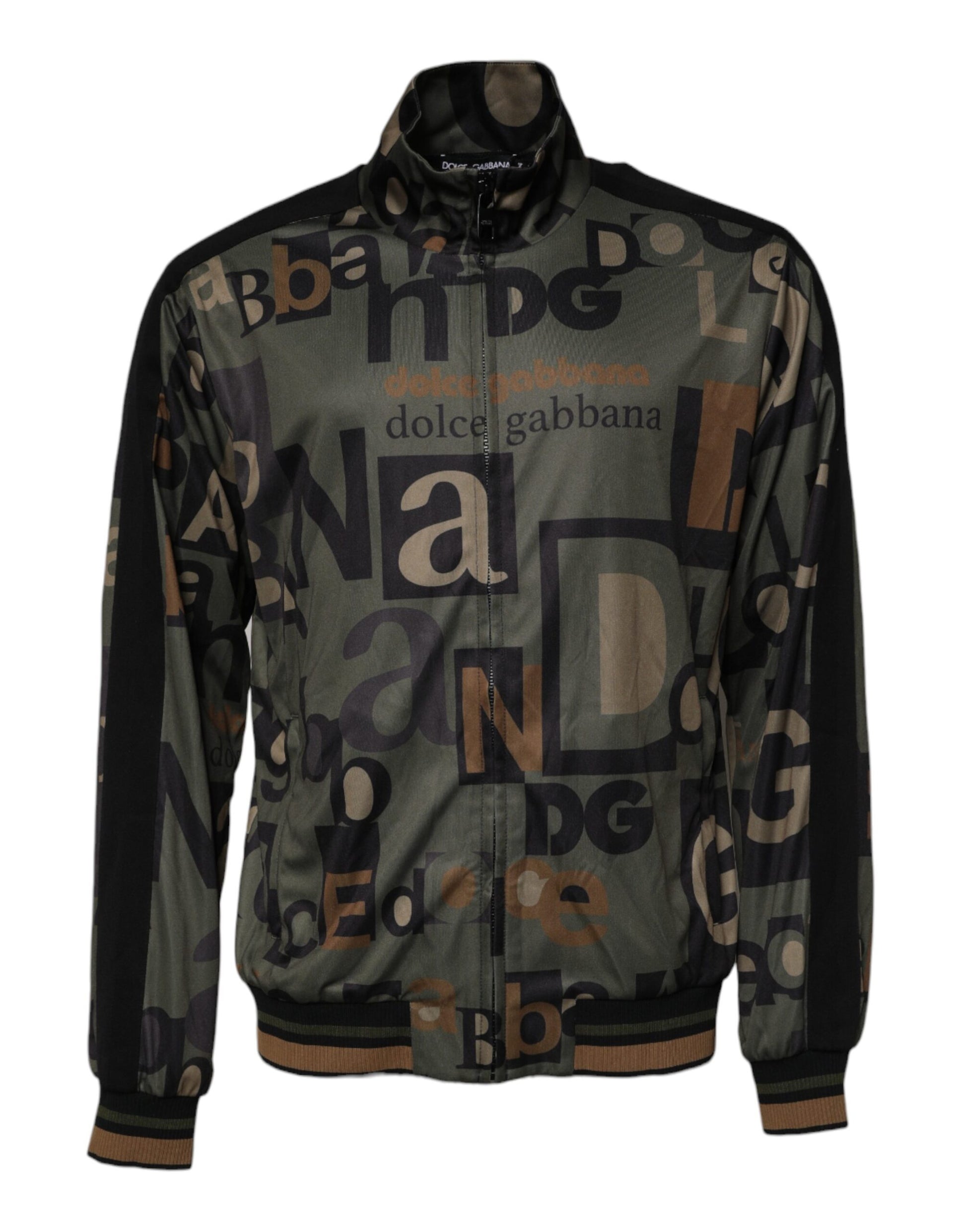 Dolce & Gabbana Army Green Polyester Logo Full Zip Sweater - ACCEXO