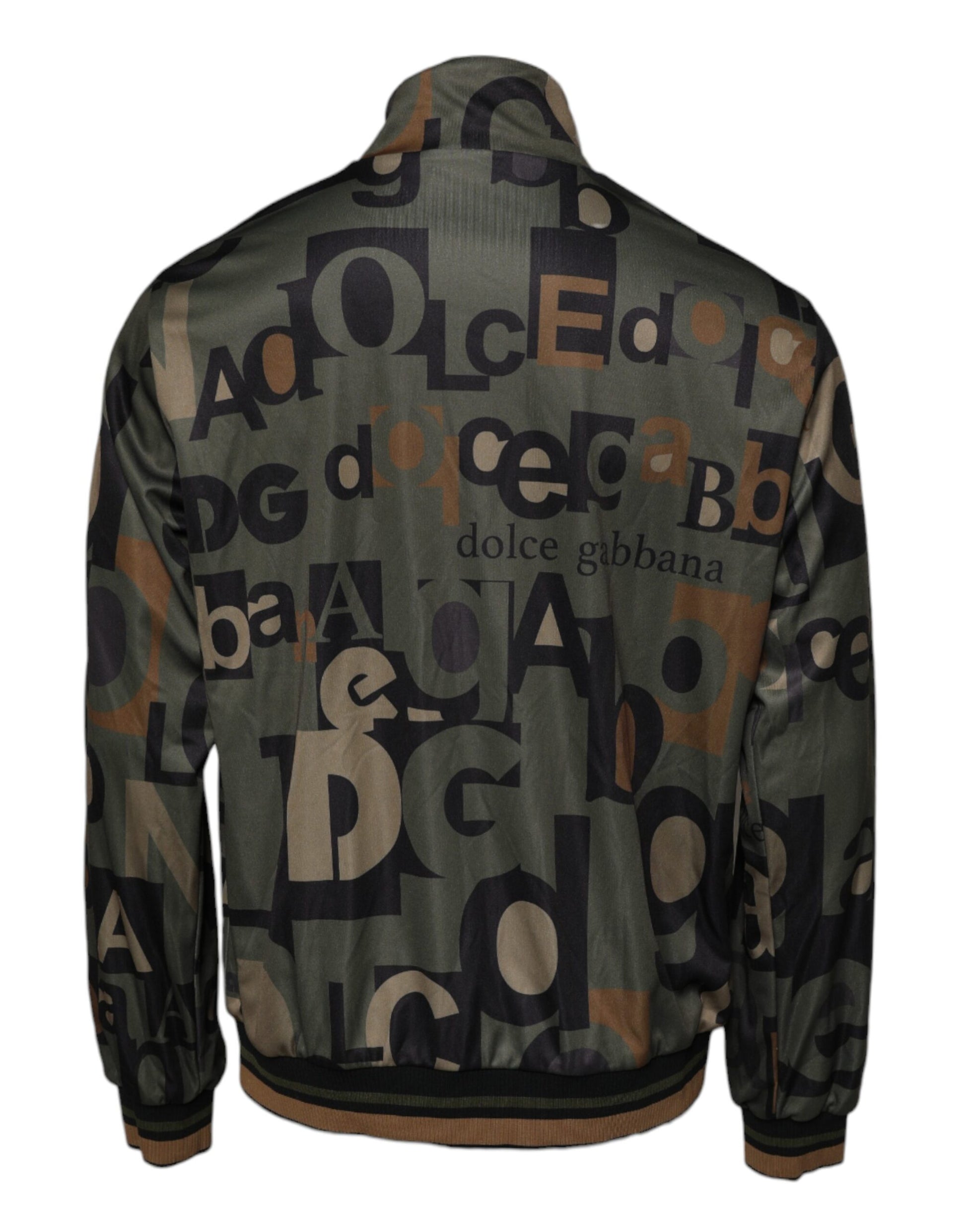 Dolce & Gabbana Army Green Polyester Logo Full Zip Sweater - ACCEXO