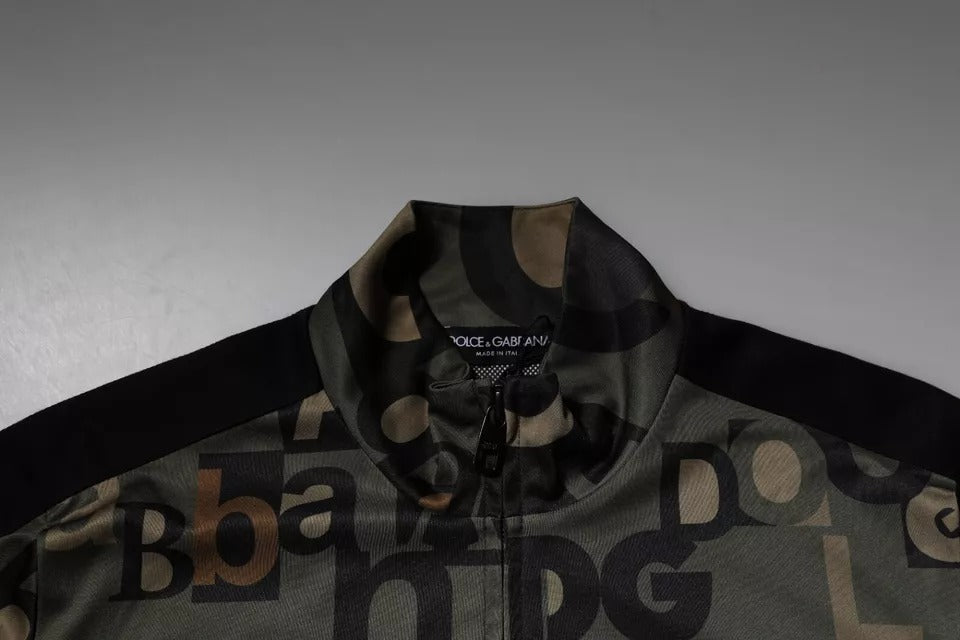 Dolce & Gabbana Army Green Polyester Logo Full Zip Sweater - ACCEXO