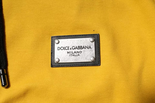 Dolce & Gabbana Yellow Logo Plaque Hooded Full Zip Sweater