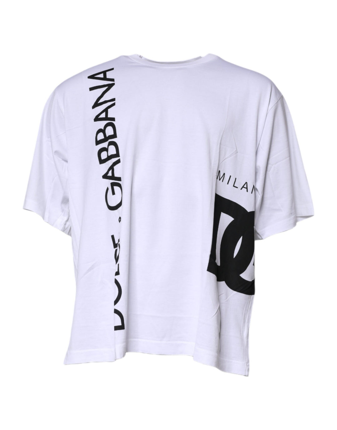 Dolce & Gabbana White Logo Print Cotton Crew Neck T-shirt