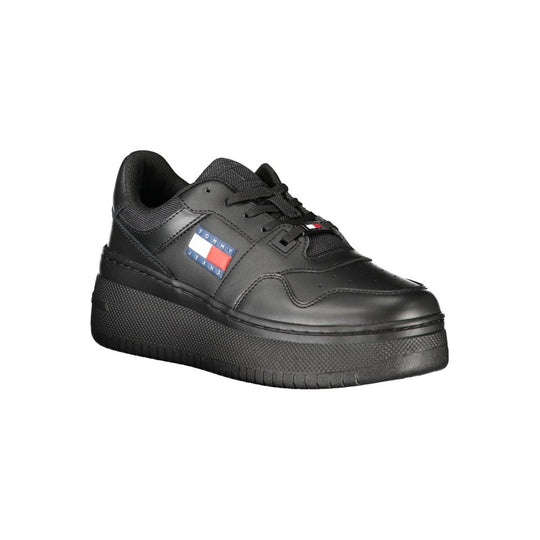 Tommy Hilfiger Black Leather Women Sneaker