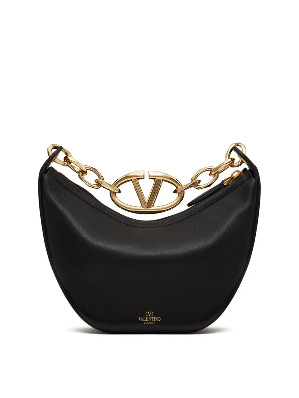 Valentino Garavani Black Leather Mini Hobo Vlogo Shoulder Bag - ACCEXO