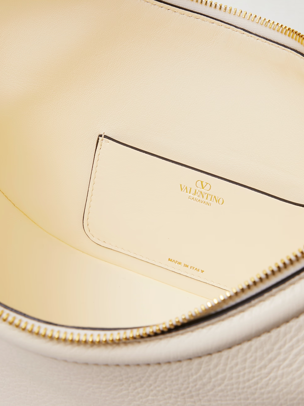 Valentino Garavani Ivory Leather Small Hobo Vlogo Shoulder Bag - ACCEXO