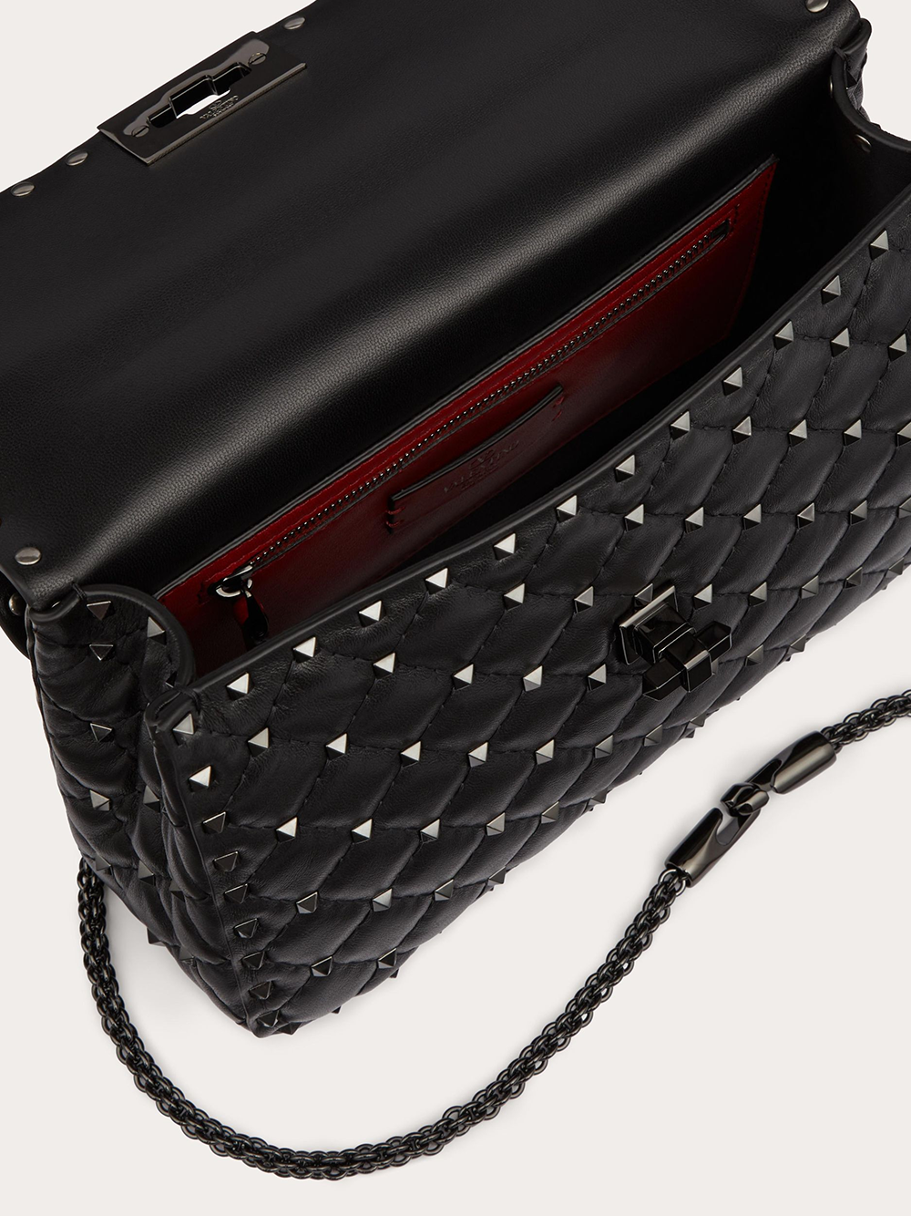 Valentino Garavani Black Nappa Leather Medium Rockstudt Spike Bag - ACCEXO