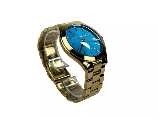 Michael Kors Slim Runway Stainless Steel Watch MK3265 Blue Gold