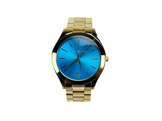 Michael Kors Slim Runway Stainless Steel Watch MK3265 Blue Gold