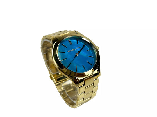 Michael Kors Slim Runway Stainless Steel Watch MK3492 Blue Gold