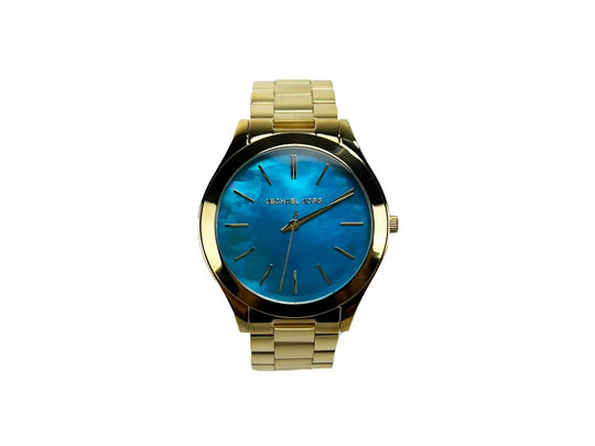 Michael Kors Slim Runway Stainless Steel Watch MK3492 Blue Gold