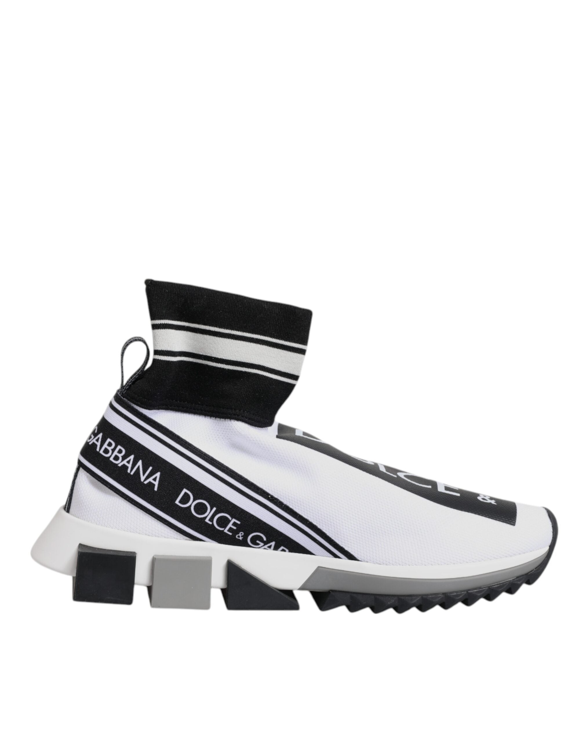 Dolce & Gabbana White Black Sorrento Socks Sneakers Shoes - ACCEXO