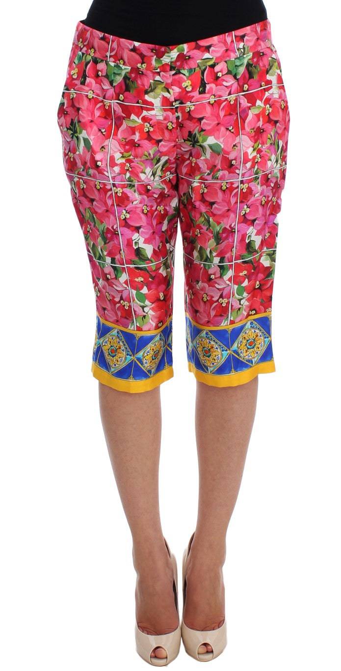 Dolce & Gabbana Multicolor Floral Silk Capri Pants - ACCEXO