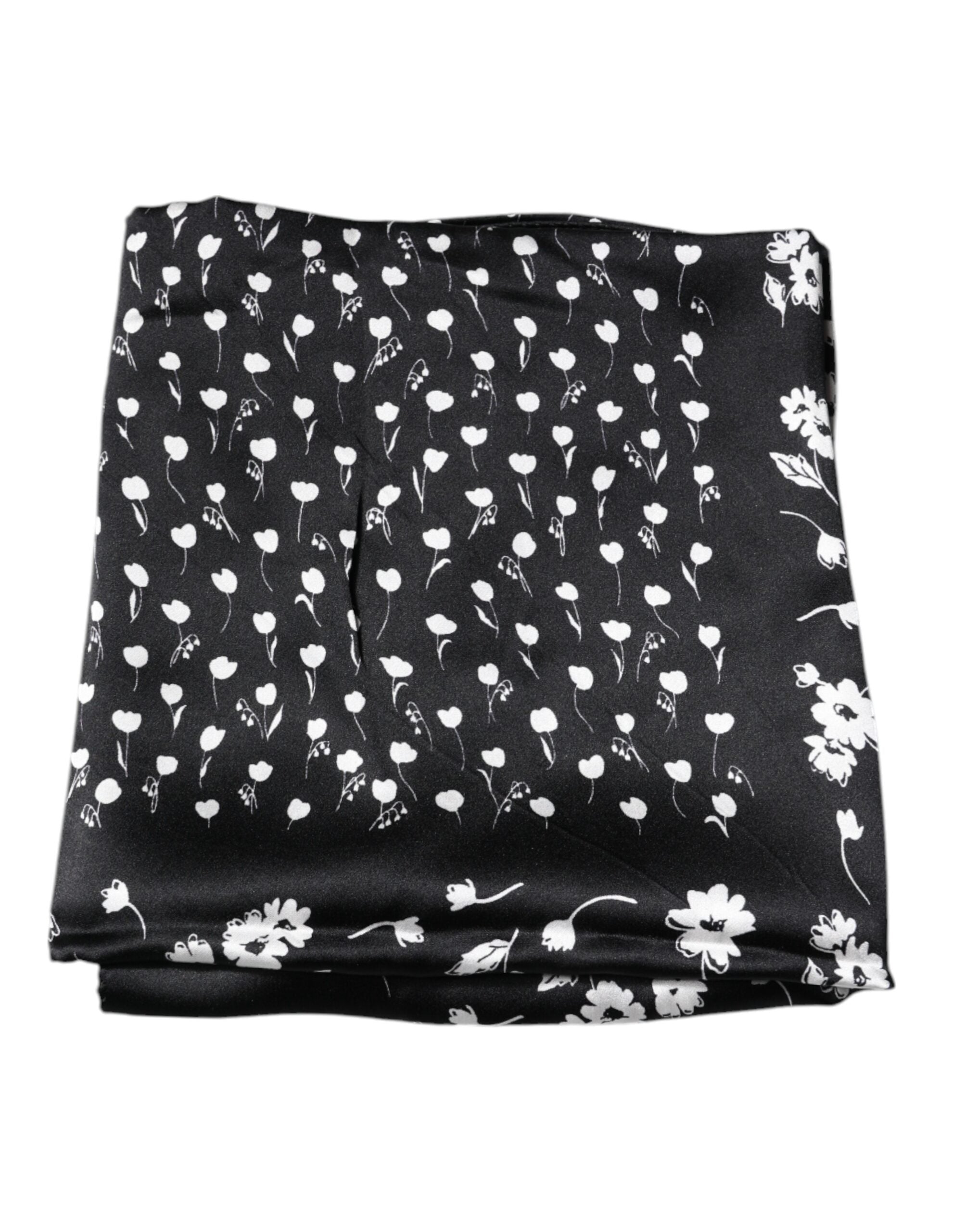 Dolce & Gabbana Black Floral Silk Square Wrap Shawl Scarf - ACCEXO