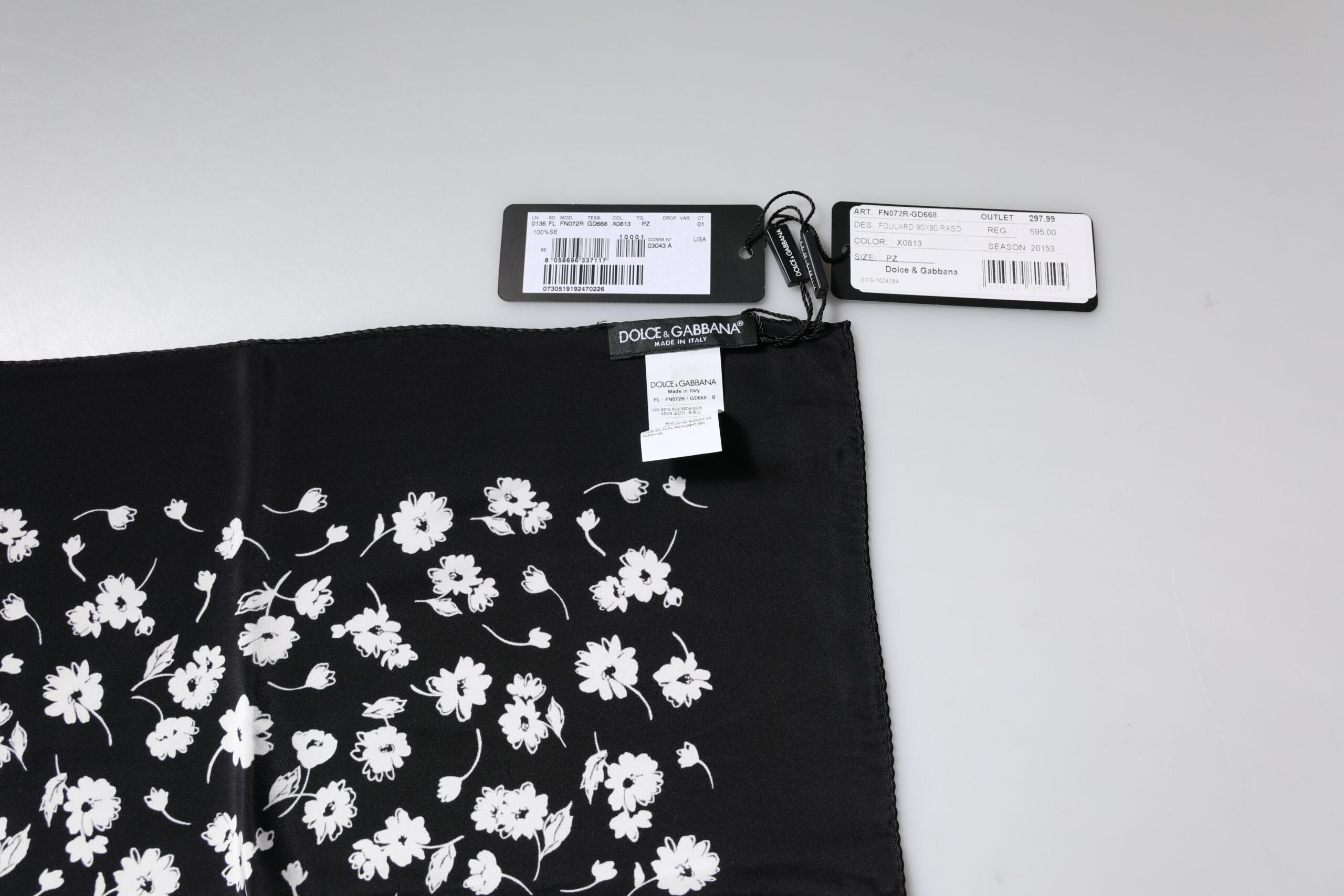 Dolce & Gabbana Black Floral Silk Square Wrap Shawl Scarf - ACCEXO