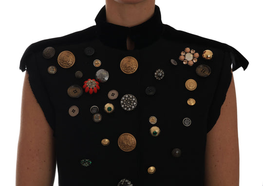 Dolce & Gabbana Embellished Black Military Style Vest