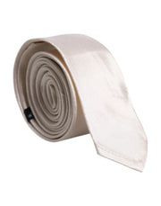 Dolce & Gabbana White Solid Silk Adjustable Necktie Tie - ACCEXO