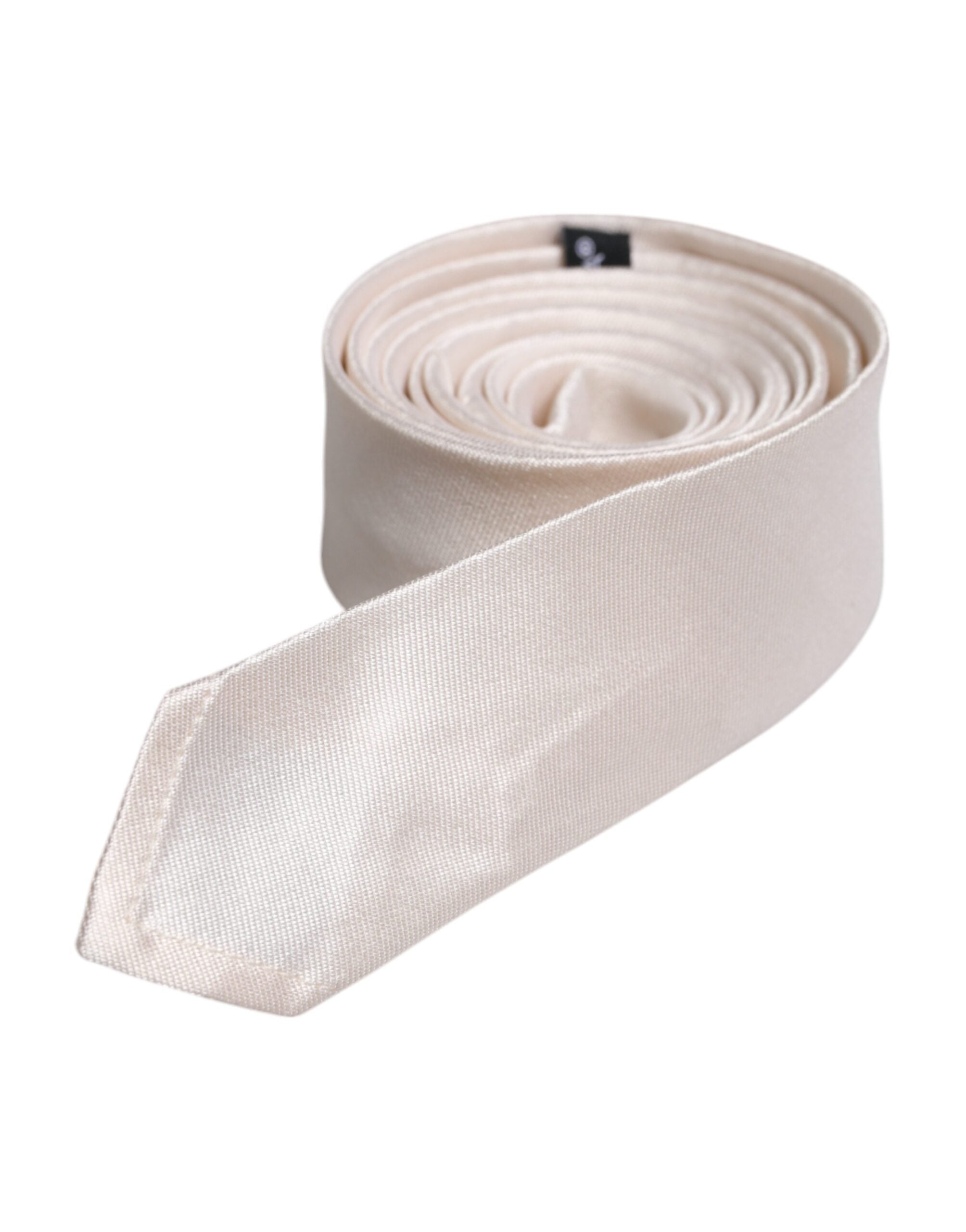 Dolce & Gabbana White Solid Silk Adjustable Necktie Tie - ACCEXO