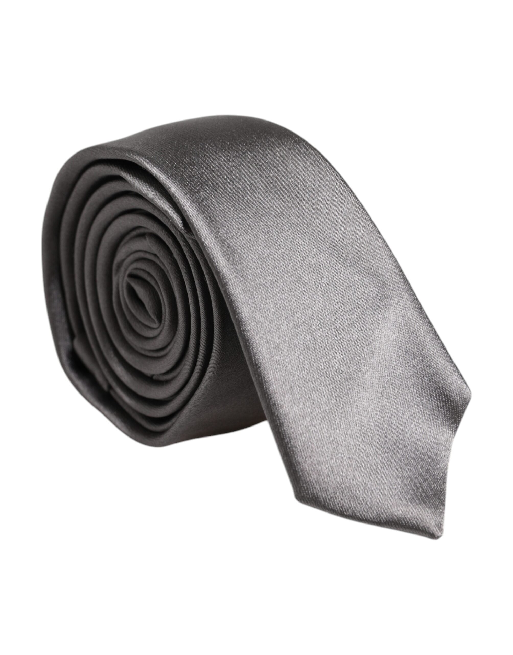 Dolce & Gabbana Metallic Silver Silk Adjustable Necktie Tie - ACCEXO
