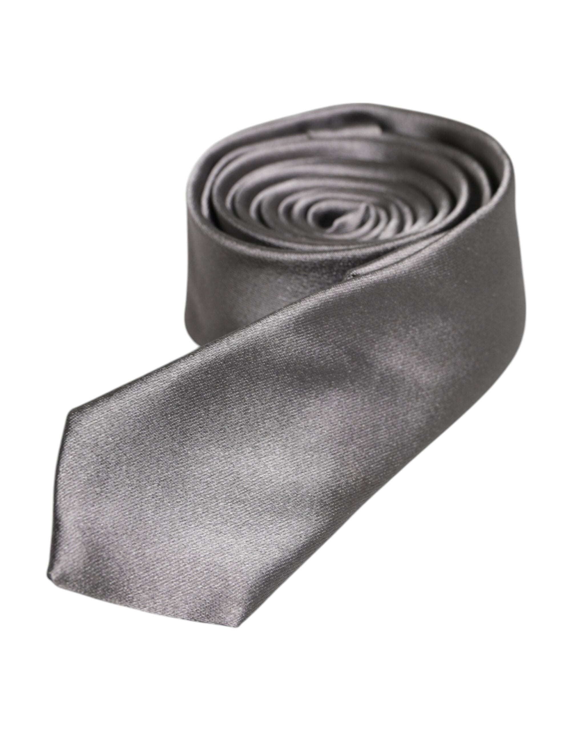 Dolce & Gabbana Metallic Silver Silk Adjustable Necktie Tie - ACCEXO