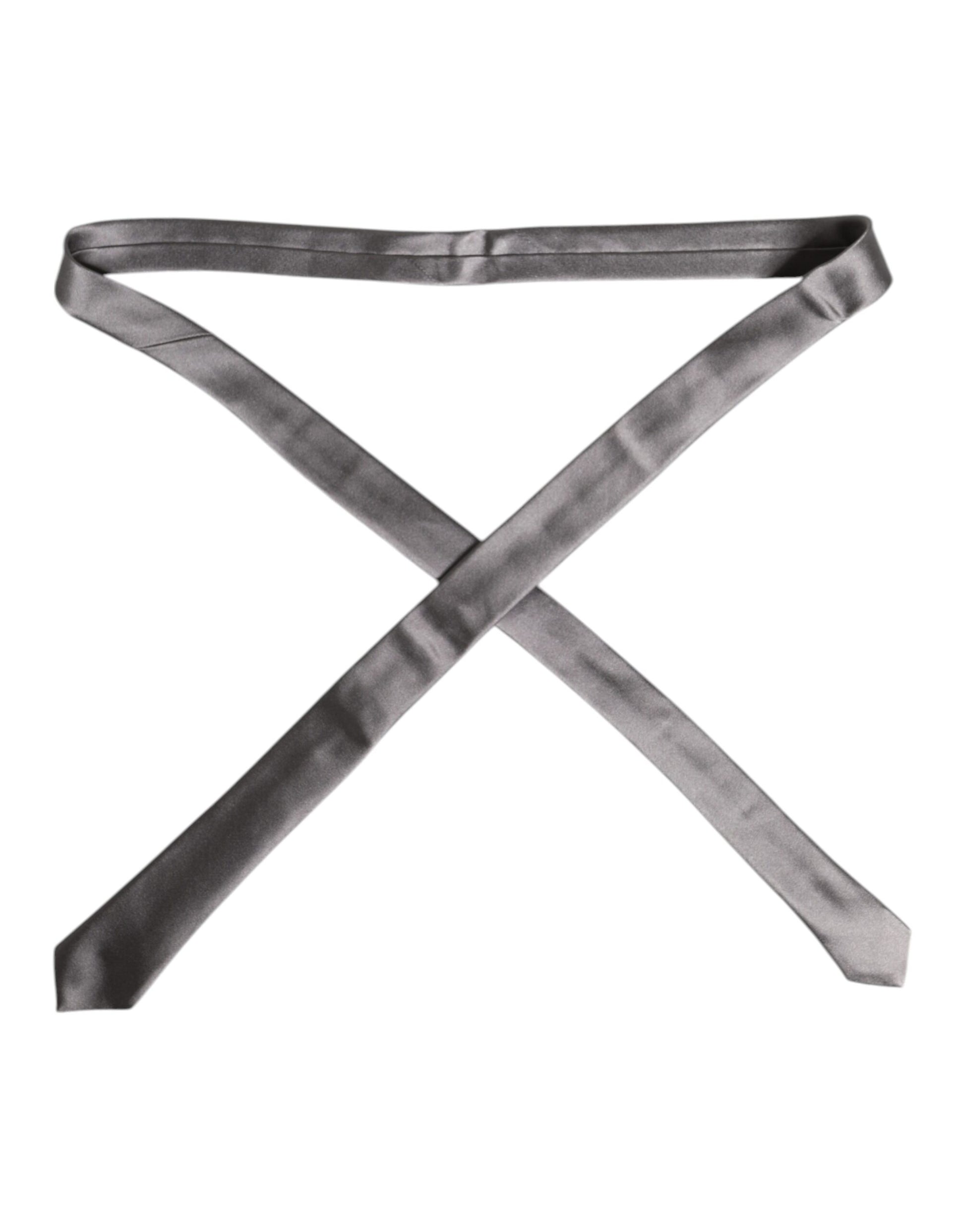 Dolce & Gabbana Metallic Silver Silk Adjustable Necktie Tie - ACCEXO