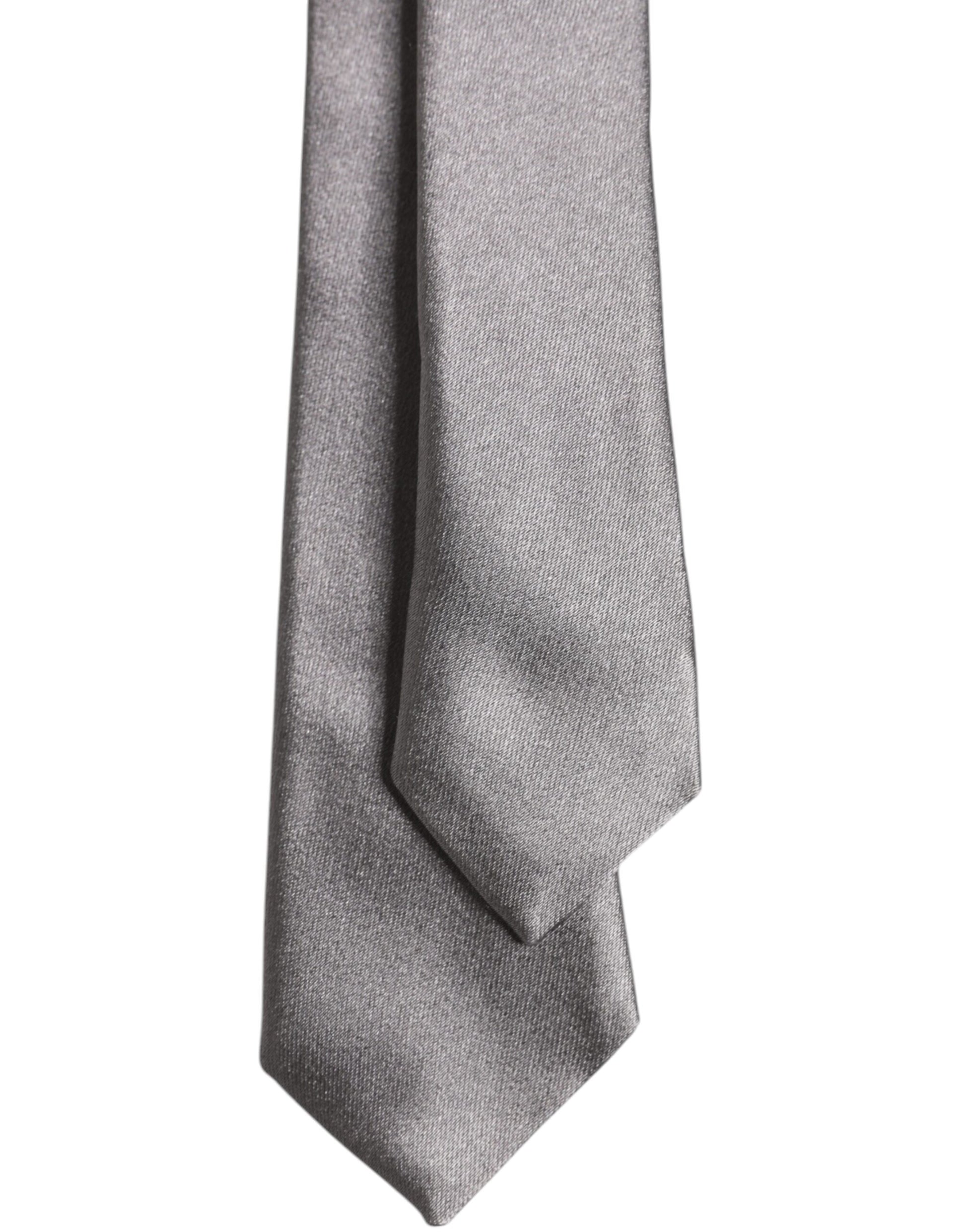 Dolce & Gabbana Metallic Silver Silk Adjustable Necktie Tie - ACCEXO