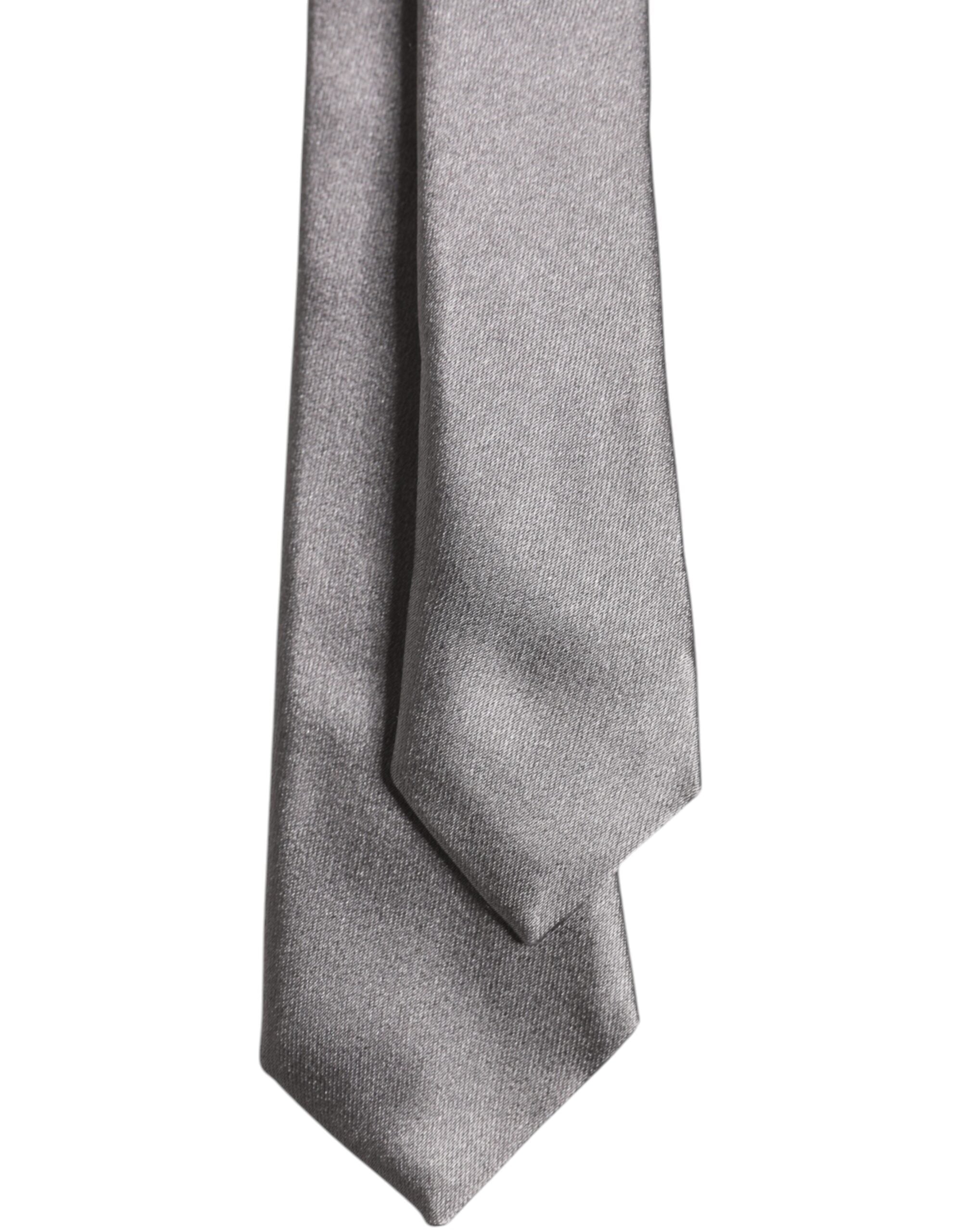 Dolce & Gabbana Metallic Silver Silk Adjustable Necktie Tie - ACCEXO