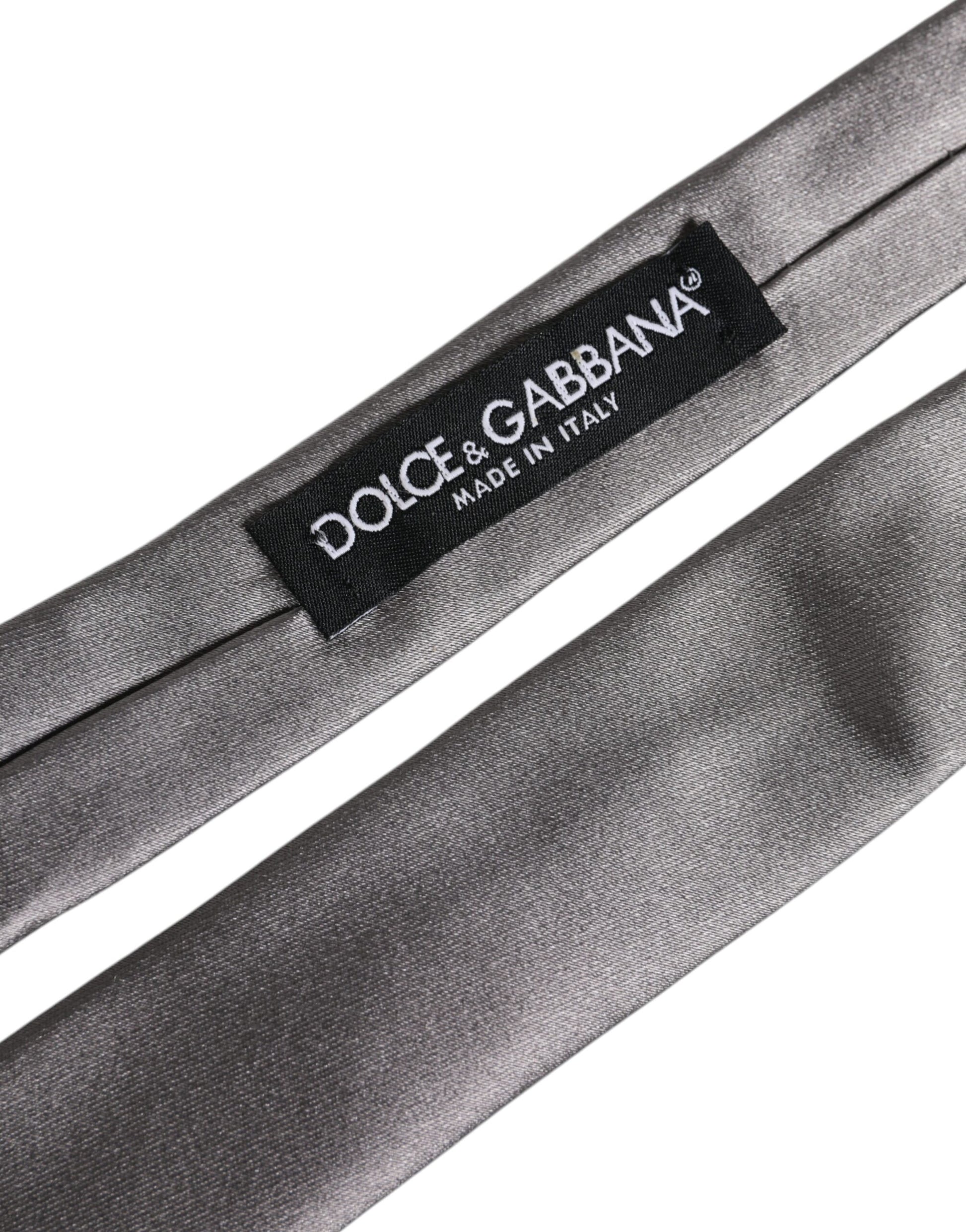 Dolce & Gabbana Metallic Silver Silk Adjustable Necktie Tie - ACCEXO