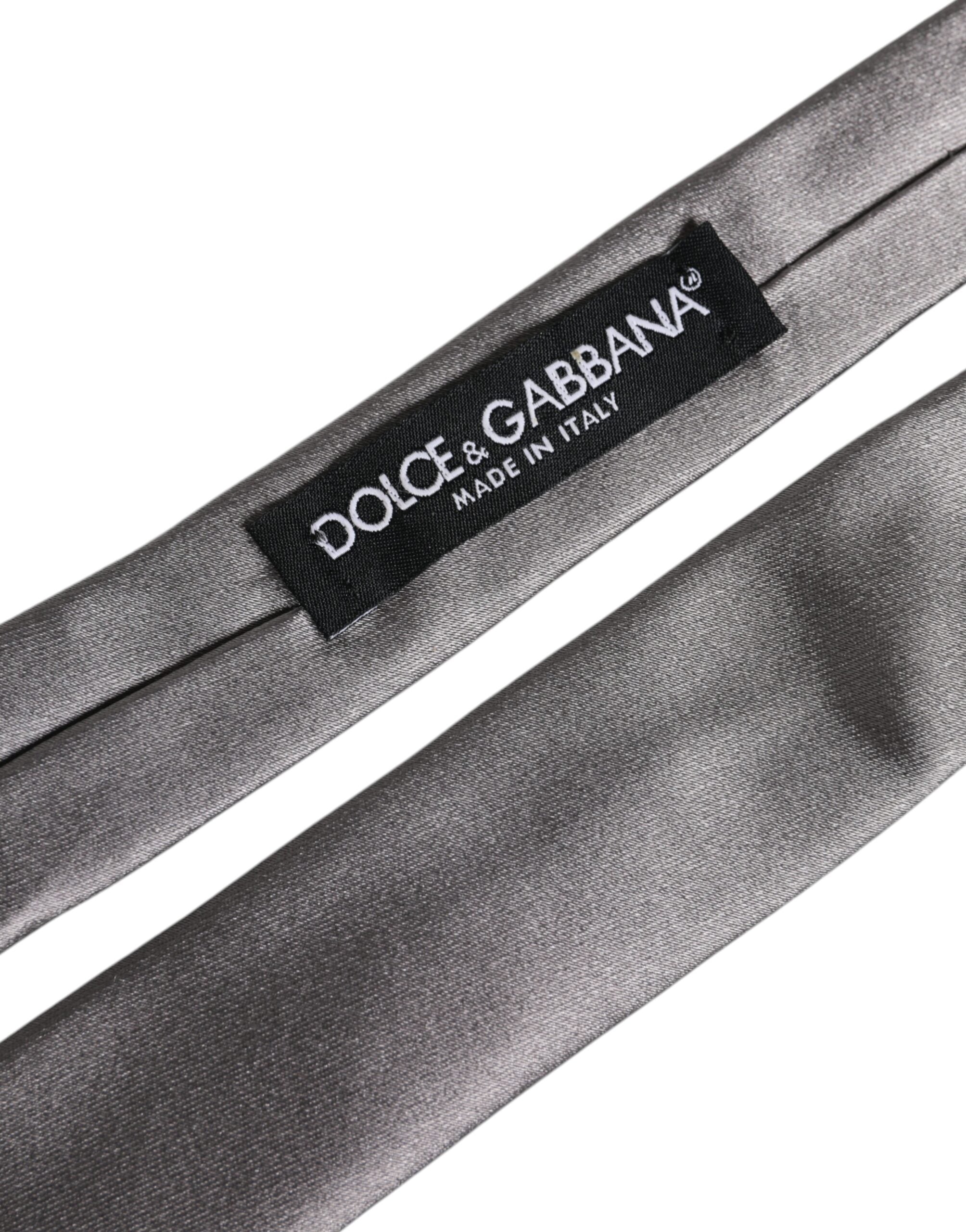 Dolce & Gabbana Metallic Silver Silk Adjustable Necktie Tie - ACCEXO