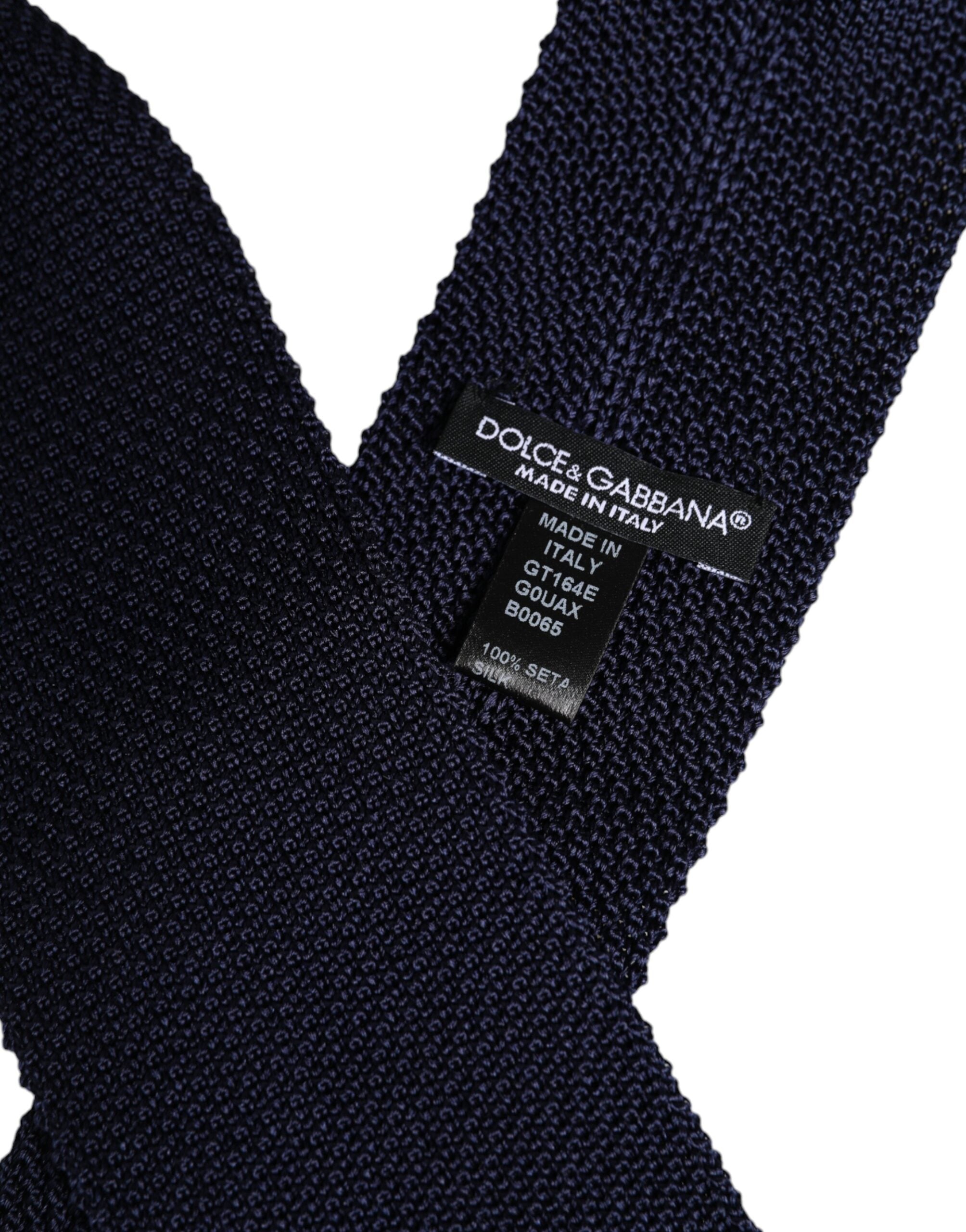 Dolce & Gabbana Dark Blue Silk Adjustable Necktie Tie - ACCEXO