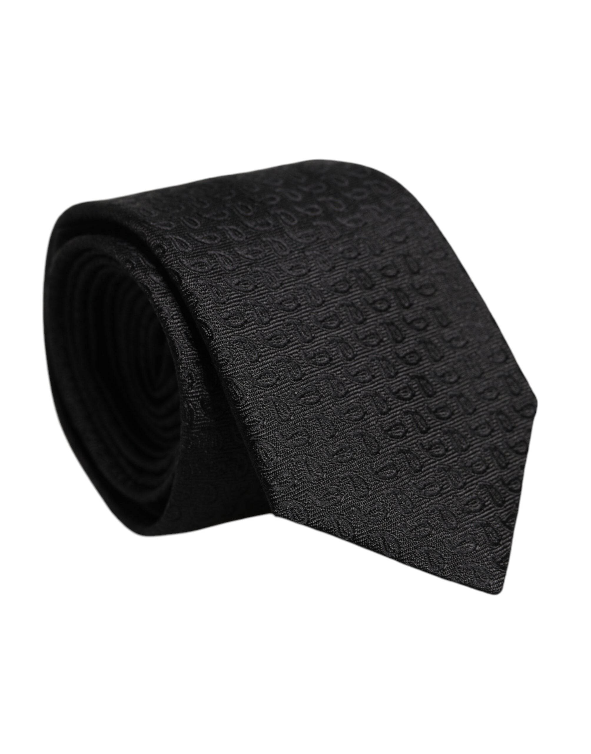 Dolce & Gabbana Black Patterned Silk Adjustable Necktie Tie - ACCEXO