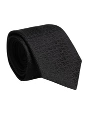 Dolce & Gabbana Black Patterned Silk Adjustable Necktie Tie - ACCEXO